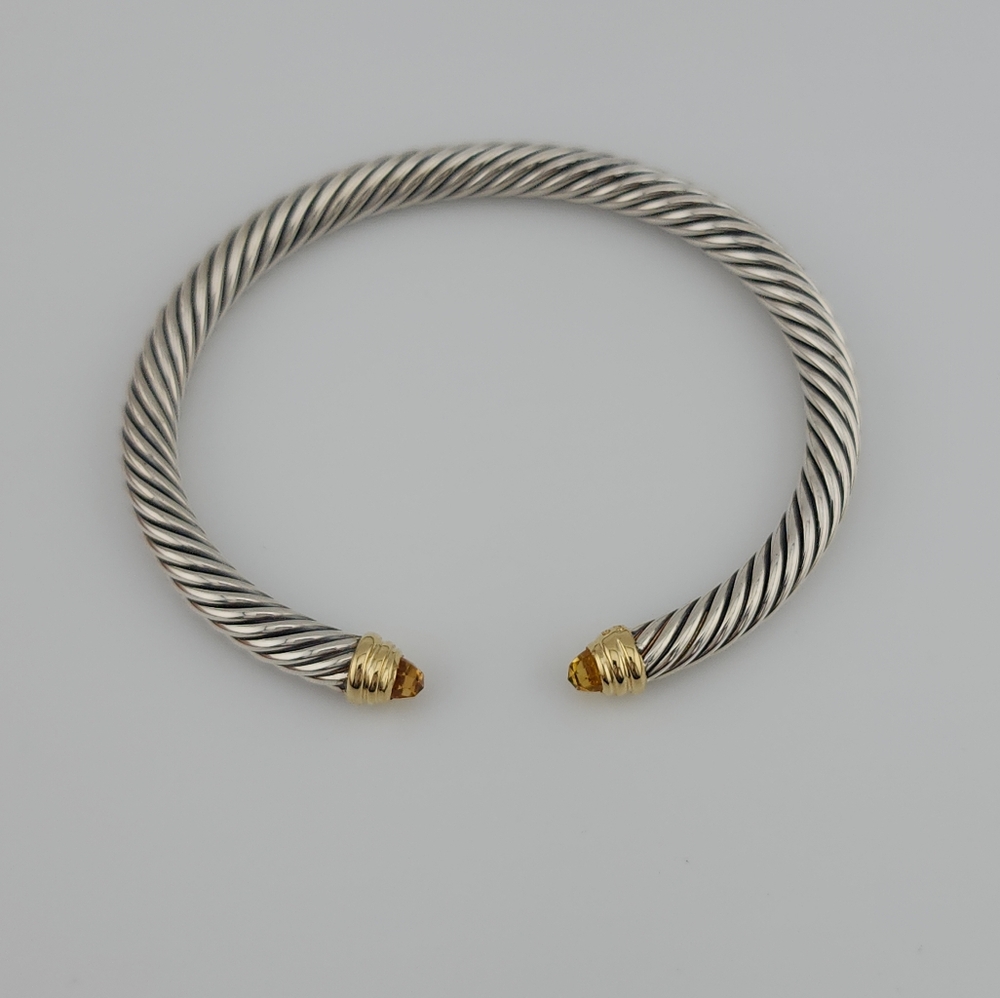 David Yurman 5mm Sterling Silver & 14k Gold Cable Bracelet With Citrine